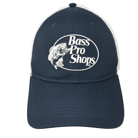 Bass Pro Shops Fitted Trucker Hat Blue One Size Mesh Back Gone Fishing - Picture 1 of 8